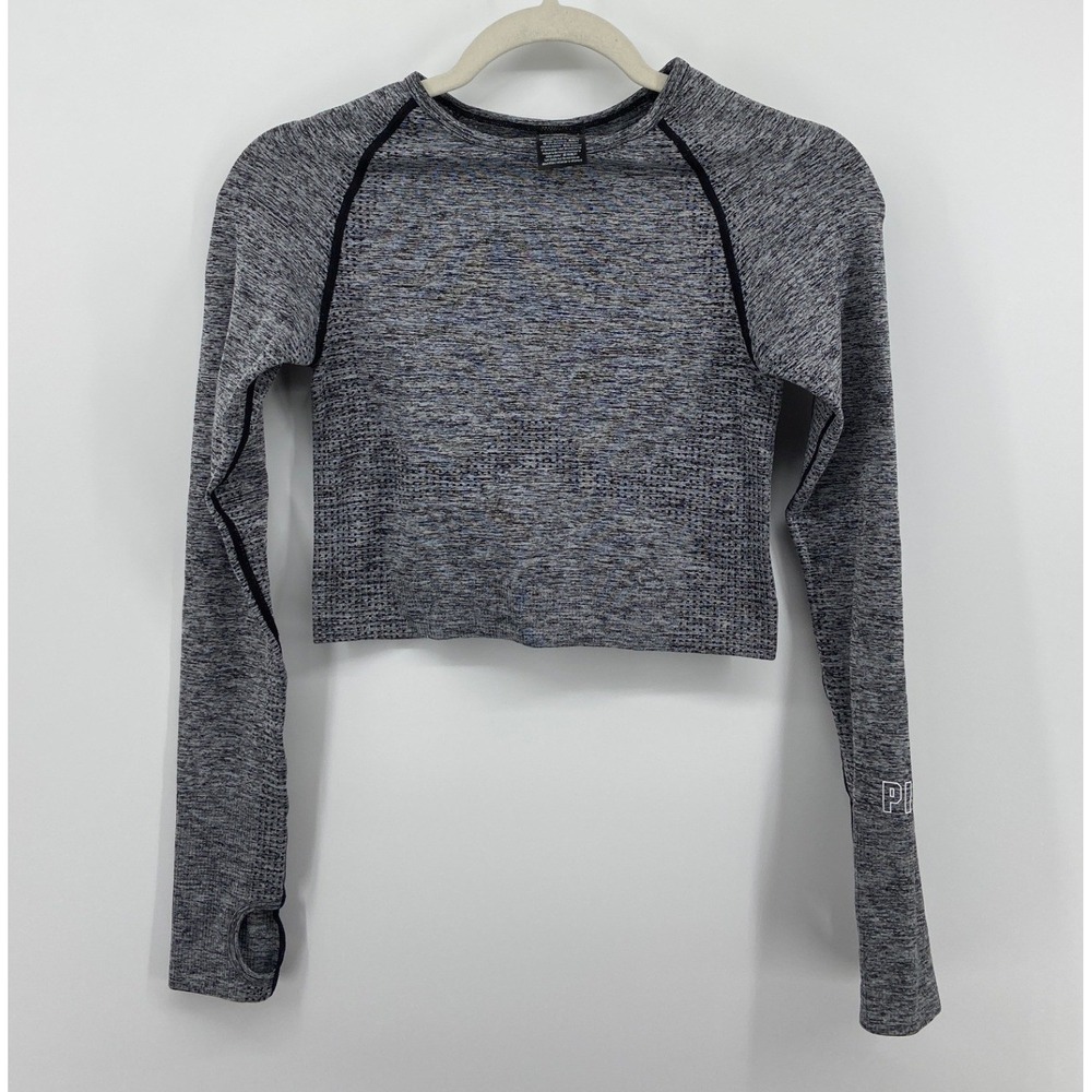 Pink Active Victorias Secret Gray Space Dye Seamless Crop Top Long Sleeve Small